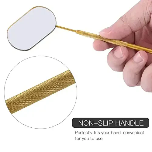 Pretty memory Large Lash Mirror, Stainless Steel Eyelash Mirror, Makeup Mirror for Lash Extension Supplies (Gold) - 6