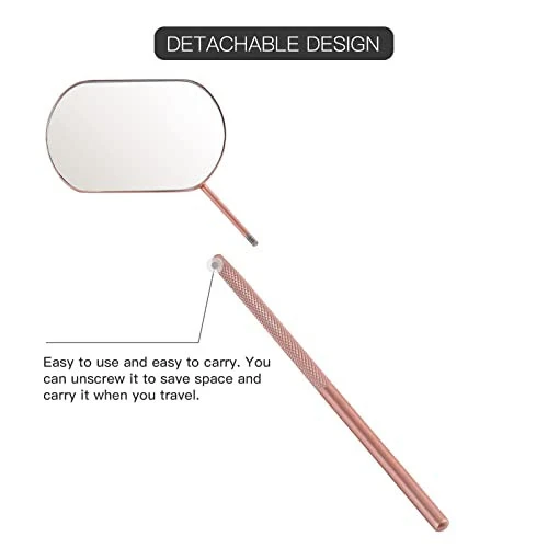 Pretty memory Lash Mirror, 2.2Inches Stainless Steel Makeup Eyelash Mirror, Eyelash Extensions Accessories Supplies, Lash Tech Must Haves (Rose Gold) - 4