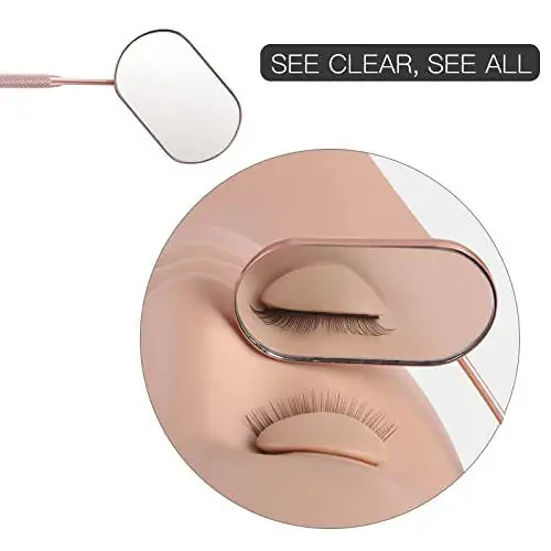 Pretty memory Lash Mirror, 2.2Inches Stainless Steel Makeup Eyelash Mirror, Eyelash Extensions Accessories Supplies, Lash Tech Must Haves (Rose Gold) - 3