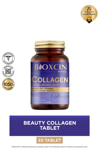 Beauty Collagen Tablet 30 Adet Tip 1 & Tip 3 Hidrolize Kolajen (Keratin, Hyalüronik Asit, Çinko) - BIOXCIN (1)