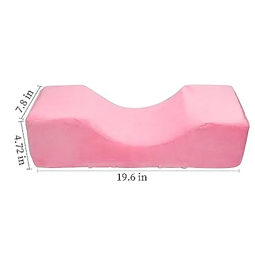Beauty Salon Eyelash Extension Velvet Lash Pillow Beauty Salon Memory Foam Neck Pillow for Lash Extension Grafting Make Up Side Pockets for Tools(Pink) - 2