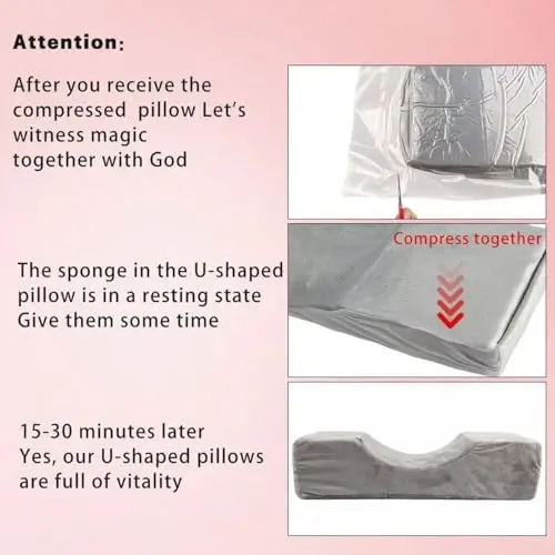 Beauty Salon Eyelash Extension Velvet Lash Pillow Beauty Salon Memory Foam Neck Pillow for Lash Extension Grafting Make Up Side Pockets for Tools(Grey) 