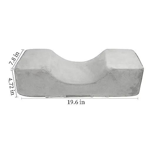 Beauty Salon Eyelash Extension Velvet Lash Pillow Beauty Salon Memory Foam Neck Pillow for Lash Extension Grafting Make Up Side Pockets for Tools(Grey) - 3