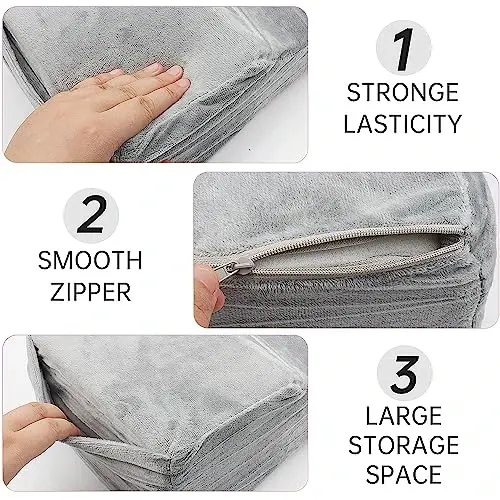 Beauty Salon Eyelash Extension Velvet Lash Pillow Beauty Salon Memory Foam Neck Pillow for Lash Extension Grafting Make Up Side Pockets for Tools(Grey) - 5