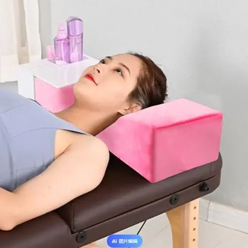 Beauty Salon Eyelash Extension Neck Pillow - Comfortable Velvet Beauty Memory Foam Pillow,Eyelash Pillow Grafted Eyelash Curve Pillow with Makeup Pocket to Protect Neck（Rose Pink） - 5