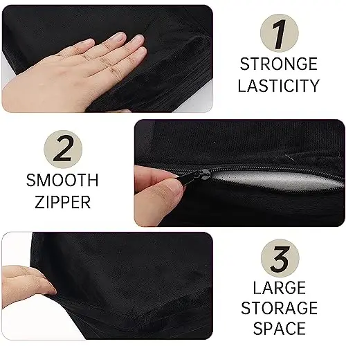 Beauty Salon Eyelash Extension Velvet Lash Pillow Beauty Salon Memory Foam Neck Pillow for Lash Extension Grafting Make Up Side Pockets for Tools(Black) - 5