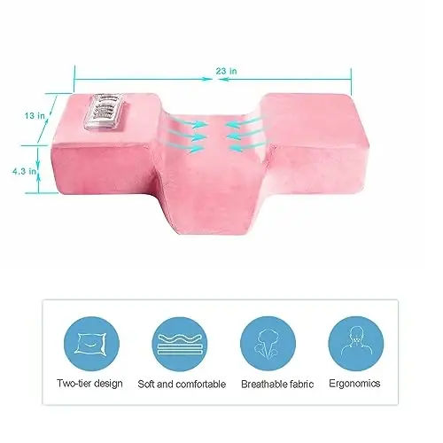 Beauty Salon Eyelash Extension Pillow Memory Foam Lash Pillow with Velvet Pillowcase Ergonomic Curve Improve Cervical Pillows for Neck Pain(Pink) - BEAUTY (1)