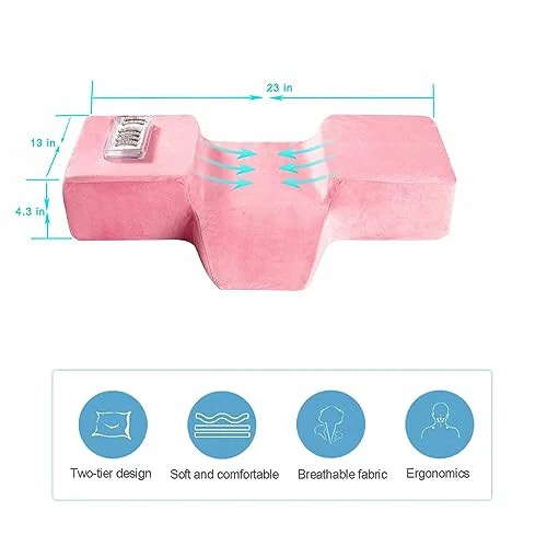 Beauty Salon Eyelash Extension Pillow Memory Foam Lash Pillow with Velvet Pillowcase Ergonomic Curve Improve Cervical Pillows for Neck Pain(Pink) - Youlona (1)