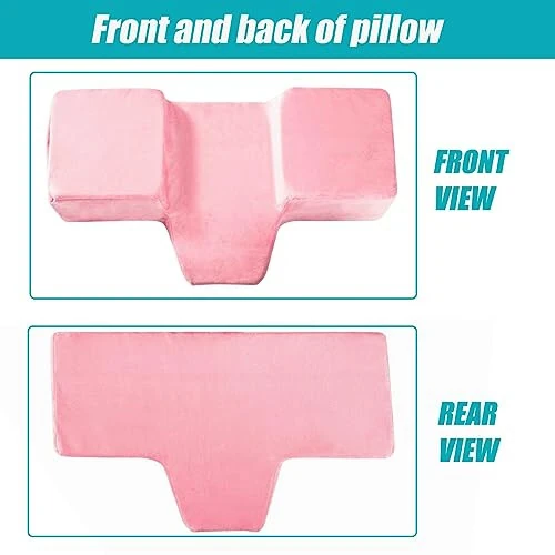 Beauty Salon Eyelash Extension Pillow Memory Foam Lash Pillow with Velvet Pillowcase Ergonomic Curve Improve Cervical Pillows for Neck Pain(Pink) - 3