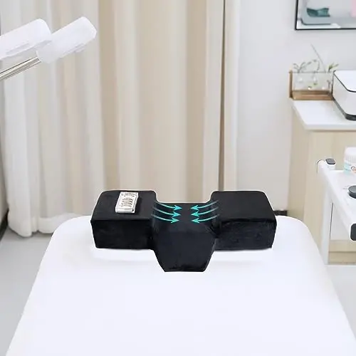 Beauty Salon Eyelash Extension Pillow Memory Foam Lash Pillow with Velvet Pillowcase Ergonomic Curve Improve Cervical Pillows for Neck Pain(Black) - 4