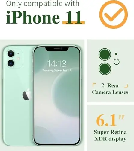 GVIEWIN Чехол для iPhone 11 с цветочным принтом, со стеклом для экрана и защитой линзы камеры, [не желтеющий] мягкий противоударный прозрачный защитный чехол для женщин, дизайн с цветами 6.1 дюйма (Bloomcore/зеленый) - 2