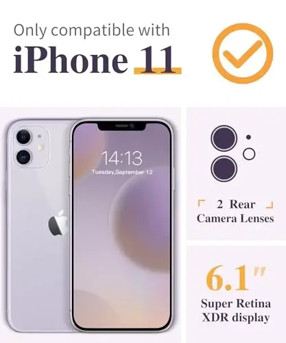 GVIEWIN чехол для iPhone 11 с цветочным принтом, защитным экраном и защитой объектива камеры, [не желтеющий] мягкий противоударный прозрачный защитный чехол для женщин, с узором из цветов 6,1 дюйма (нежный лепесток/фиолетовый) - GVIEWIN (1)