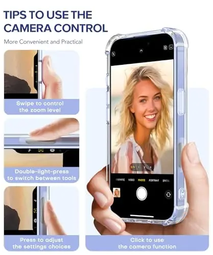 GVIEWIN для iPhone 16 чехол с цветочным принтом, с защитной пленкой для экрана и защитой объектива камеры, [не желтеющий] мягкий противоударный прозрачный защитный чехол для телефона для женщин, с цветочным узором 6,1