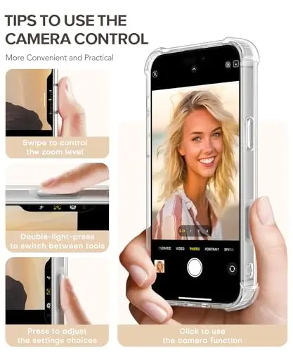 GVIEWIN для iPhone 16 Pro, с защитной пленкой и защитой объектива камеры, защита военного класса, прозрачный противоударный тонкий цветочный женский чехол для iPhone 16 Pro, Sketch/Black - 6