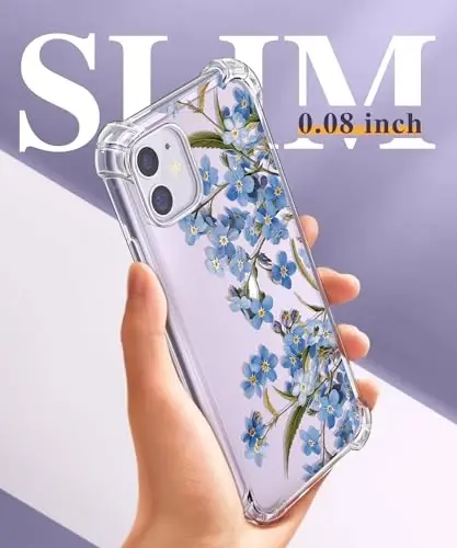 GVIEWIN for iPhone 11 Case Floral, Screen Protector & Camera Lens Protector | Non Yellowing, Soft Shockproof Clear Protective Phone Cover for Women, Flower Pattern Design 6.1