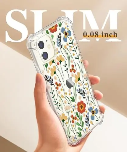 GVIEWIN for iPhone 11 Case Floral, Screen Protector & Camera Lens Protector | Non Yellowing, Soft Shockproof Clear Protective Phone Cover for Women, Flower Pattern Design 6.1