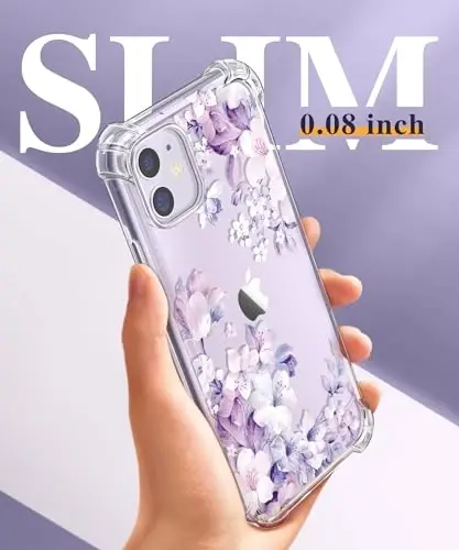 GVIEWIN for iPhone 11 Case Floral, Screen Protector & Camera Lens Protector | Non Yellowing, Soft Shockproof Clear Protective Phone Cover for Women, Flower Pattern Design 6.1