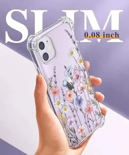 GVIEWIN for iPhone 11 Case Floral, Screen Protector & Camera Lens Protector | Non Yellowing, Soft Shockproof Clear Protective Phone Cover for Women, Flower Pattern Design 6.1