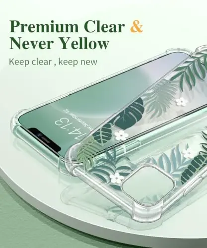 GVIEWIN for iPhone 11 Case Floral, with Screen Protector&Camera Lens Protector,[Non Yellowing] Soft Shockproof Clear Phone Protective Cover for Women, Flower Pattern Design 6.1