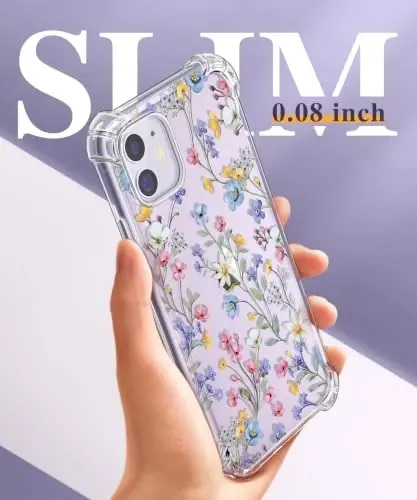 GVIEWIN for iPhone 11 Case Floral, with Screen Protector&Camera Lens Protector,[Non Yellowing] Soft Shockproof Clear Phone Protective Cover for Women, Flower Pattern Design 6.1