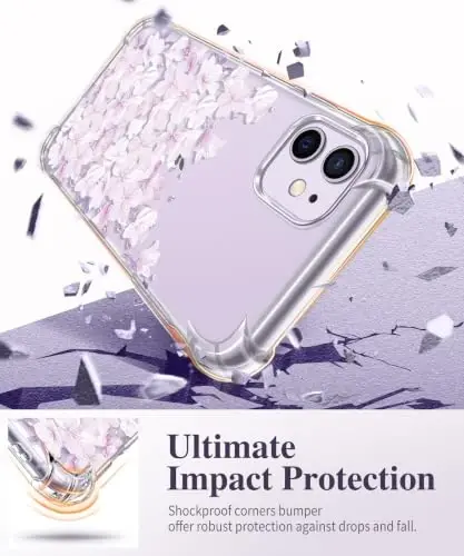 GVIEWIN for iPhone 11 Case Floral, with Screen Protector&Camera Lens Protector,[Non Yellowing] Soft Shockproof Clear Phone Protective Cover for Women, Flower Pattern Design 6.1