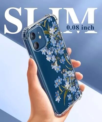 GVIEWIN for iPhone 12& iPhone 12 Pro Case Screen Protector & Lens Protector | Floral Non Yellowing, Soft Shockproof Clear Phone Protective Cover for Women, Flower Pattern Design 6.1