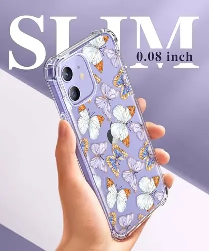 GVIEWIN for iPhone 12&iPhone 12 Pro Case Floral, with Screen Protector&Camera Lens Protector,[Non Yellowing] Soft Shockproof Clear Phone Protective Cover for Women, Flower Pattern 6.1