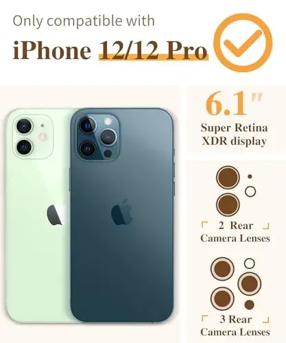 GVIEWIN for iPhone 12&iPhone 12 Pro Case Floral, with Screen Protector&Camera Lens Protector,[Non Yellowing] Soft Shockproof Clear Phone Protective Cover for Women, Flower Pattern 6.1