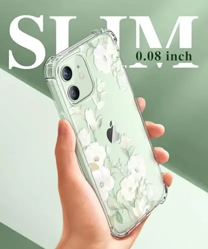 GVIEWIN for iPhone 12&iPhone 12 Pro Case Floral, with Screen Protector&Camera Lens Protector,[Non Yellowing] Soft Shockproof Clear Phone Protective Cover for Women, Flower Pattern 6.1