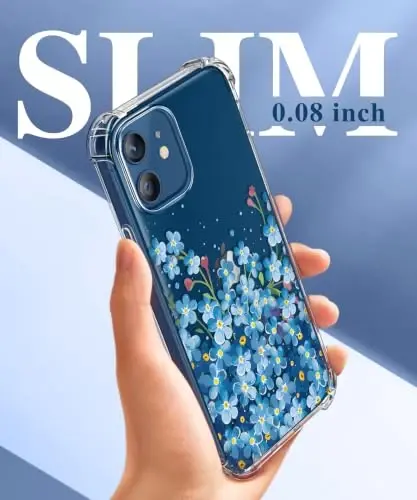 GVIEWIN for iPhone 12&iPhone 12 Pro Case Floral, with Screen Protector&Camera Lens Protector,[Non Yellowing] Soft Shockproof Clear Phone Protective Cover for Women, Flower Pattern 6.1