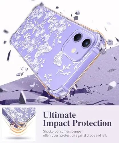 GVIEWIN for iPhone 12&iPhone 12 Pro Case Floral, with Screen Protector&Camera Lens Protector,[Non Yellowing] Soft Shockproof Clear Phone Protective Cover for Women, Flower Pattern 6.1