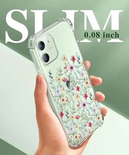 GVIEWIN for iPhone 12&iPhone 12 Pro Case Floral, with Screen Protector&Camera Lens Protector,[Non Yellowing] Soft Shockproof Clear Phone Protective Cover for Women, Flower Pattern 6.1