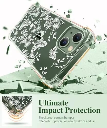 GVIEWIN for iPhone 13 Case Floral, with Screen Protector&Camera Lens Protector,[Non Yellowing] Soft Shockproof Clear Phone Protective Cover for Women, Flower Pattern Design 6.1