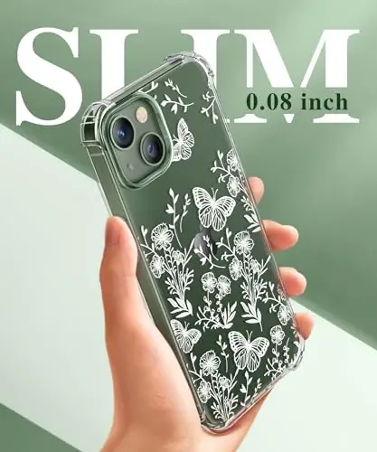 GVIEWIN for iPhone 13 Case Floral, with Screen Protector&Camera Lens Protector,[Non Yellowing] Soft Shockproof Clear Phone Protective Cover for Women, Flower Pattern Design 6.1