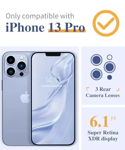 GVIEWIN for iPhone 13 Pro Case Floral, with Screen Protector&Camera Lens Protector,[Non Yellowing] Soft Shockproof Clear Phone Protective Cover for Women, Flower Pattern Design 6.1