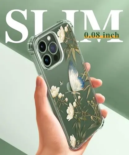 GVIEWIN for iPhone 13 Pro Case Floral, with Screen Protector&Camera Lens Protector,[Non Yellowing] Soft Shockproof Clear Phone Protective Cover for Women, Flower Pattern Design 6.1