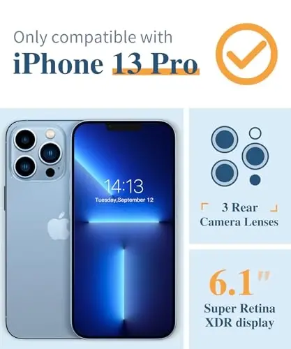 GVIEWIN for iPhone 13 Pro Case Floral, with Screen Protector&Camera Lens Protector,[Non Yellowing] Soft Shockproof Clear Phone Protective Cover for Women, Flower Pattern Design 6.1