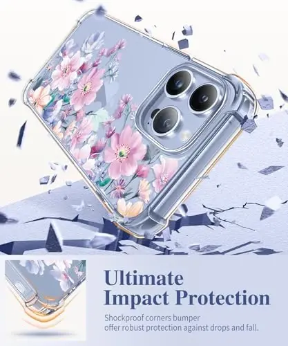GVIEWIN for iPhone 13 Pro Max Case Floral, with Screen Protector&Camera Lens Protector,[Non Yellowing] Soft Shockproof Clear Phone Protective Cover for Women, Flower Pattern Design 6.7