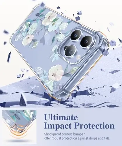 GVIEWIN for iPhone 13 Pro Max Case Floral, with Screen Protector&Camera Lens Protector,[Non Yellowing] Soft Shockproof Clear Phone Protective Cover for Women, Flower Pattern Design 6.7