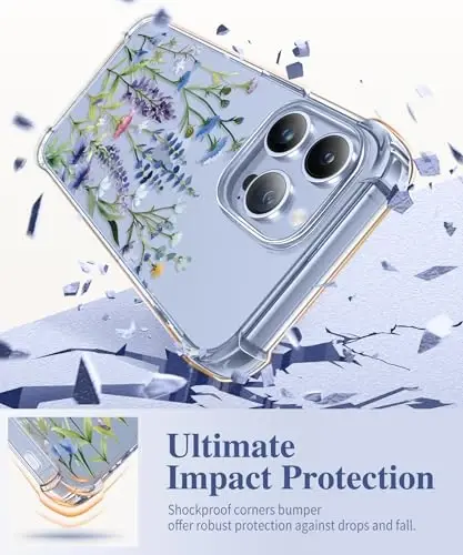 GVIEWIN for iPhone 13 Pro Max Case Floral, with Screen Protector&Camera Lens Protector,[Non Yellowing] Soft Shockproof Clear Phone Protective Cover for Women, Flower Pattern Design 6.7
