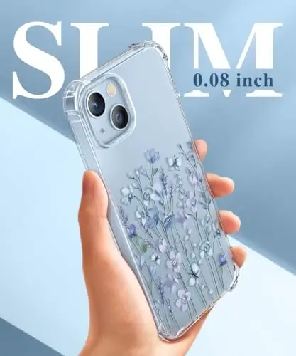 GVIEWIN for iPhone 14 Case Floral, Screen Protector & Camera Lens Protector | Non Yellowing, Soft Shockproof Clear Protective Phone Cover for Women, Flower Pattern Design 6.1