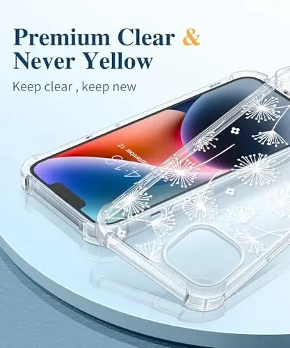 GVIEWIN for iPhone 14 Case Floral, with Screen Protector & Camera Lens Protector,[Non Yellowing] Soft Shockproof Clear Phone Protective Cover for Women, Flower Pattern Design 6.1
