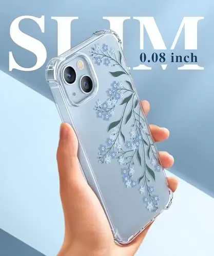 GVIEWIN for iPhone 14 Plus Case Floral, with Screen Protector+Camera Lens Protector,[Non Yellowing] Soft Shockproof Clear Phone Protective Cover Women, Flower Pattern Design 6.7