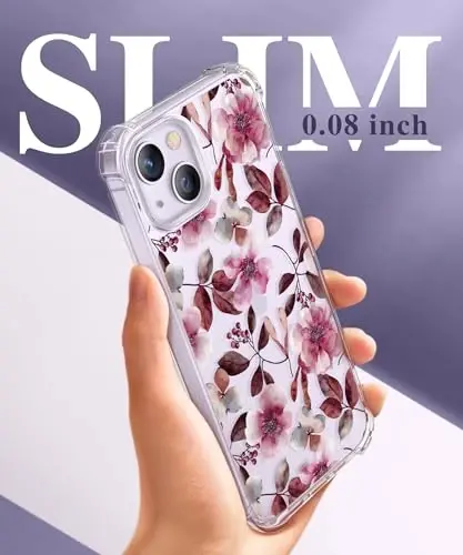 GVIEWIN for iPhone 14 Case Floral, with Screen Protector+Camera Lens Protector,[Non Yellowing] Soft Shockproof Clear Phone Protective Cover for Women, Flower Pattern Design 6.1