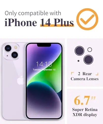 GVIEWIN for iPhone 14 Plus Case Floral, with Screen Protector&Camera Lens Protector,[Non Yellowing] Soft Shockproof Clear Phone Protective Cover for Women, Flower Pattern Design 6.7