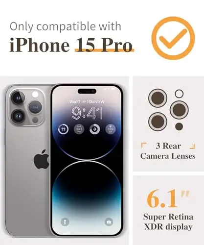 GVIEWIN for iPhone 15 Pro Case Floral, with Screen Protector&Camera Lens Protector,[Non Yellowing] Slim Shockproof Clear Phone Protective Cover for Women, Flower Pattern 6.1