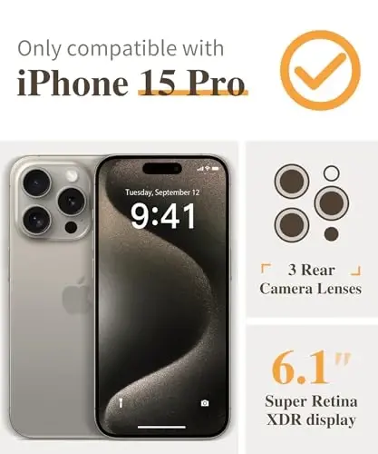 GVIEWIN for iPhone 15 Pro Case Floral, with Screen Protector&Camera Lens Protector,[Non Yellowing] Slim Shockproof Clear Phone Protective Cover for Women, Flower Pattern Design 6.1