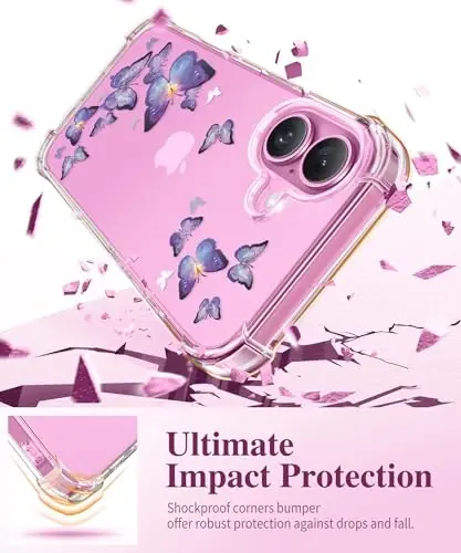 GVIEWIN for iPhone 16 Case Floral, with Screen Protector&Camera Lens Protector, [Non Yellowing] Soft Shockproof Clear Phone Protective Cover for Women, Flower Pattern Design 6.1
