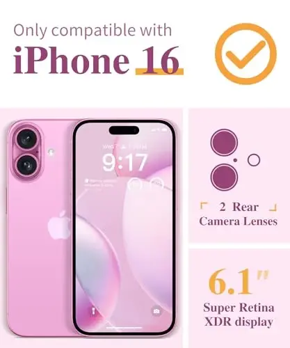 GVIEWIN for iPhone 16 Case Floral, with Screen Protector&Camera Lens Protector, [Non Yellowing] Soft Shockproof Clear Phone Protective Cover for Women, Flower Pattern Design 6.1