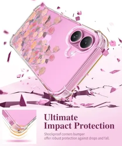 GVIEWIN for iPhone 16 Case Floral, with Screen Protector&Camera Lens Protector, [Non Yellowing] Soft Shockproof Clear Phone Protective Cover for Women, Flower Pattern Design 6.1